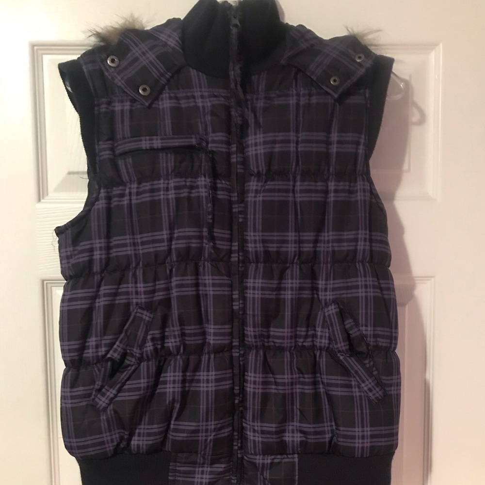 A Lavender And Black Patterned Vest